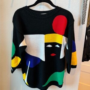 Colorful Abstract Vintage Women's Sweater Size M